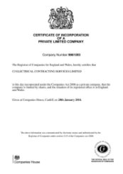 CJ Electrical Contracting Services Ltd Incorporation Certificate
